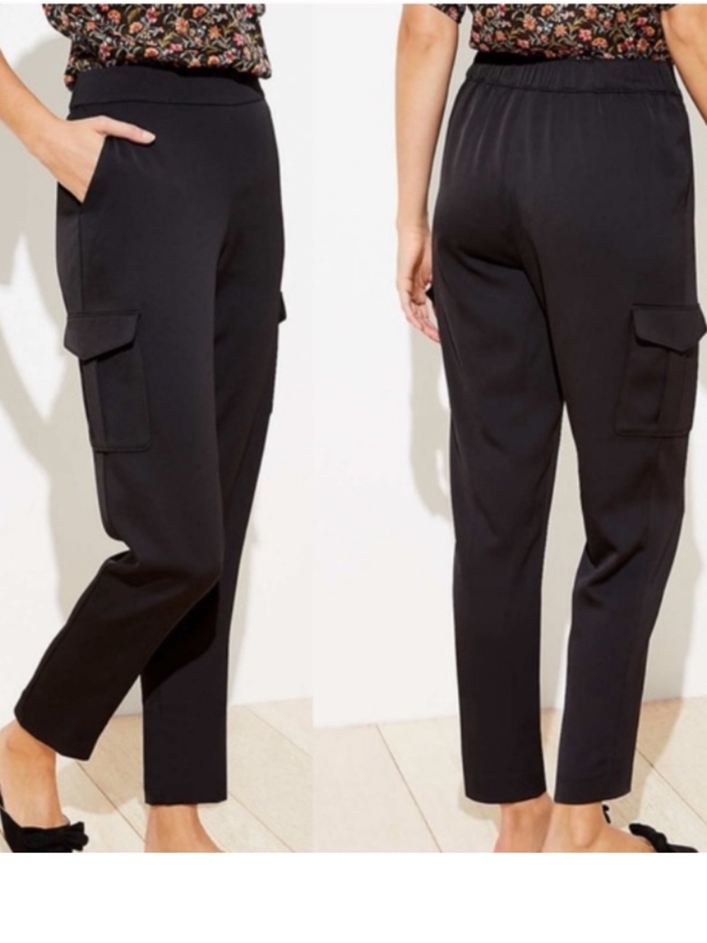 Loft Shimmer Satin Shimmer Cargo Pull On Pants New with tags Size 14